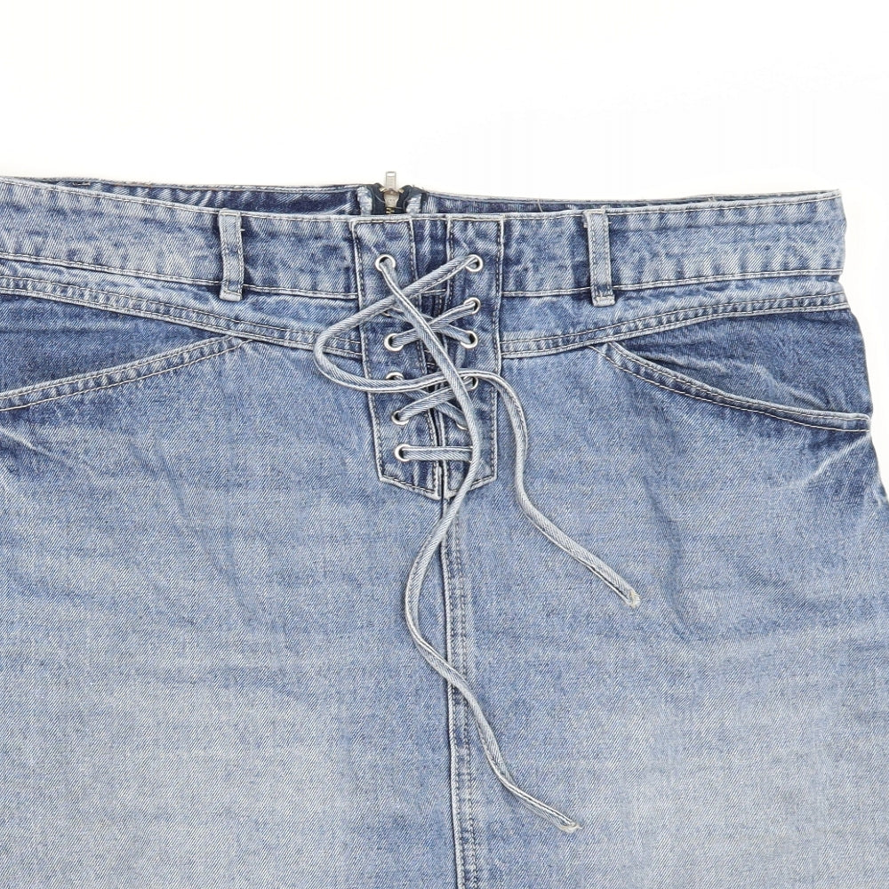 TU Womens Blue  Denim A-Line Skirt Size 14