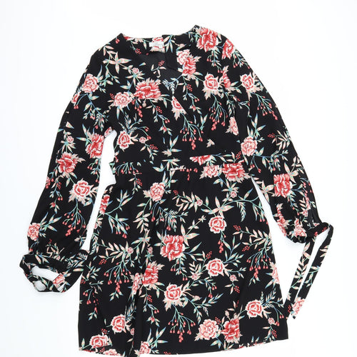 Peacocks Womens Black Floral  Fit & Flare  Size 8