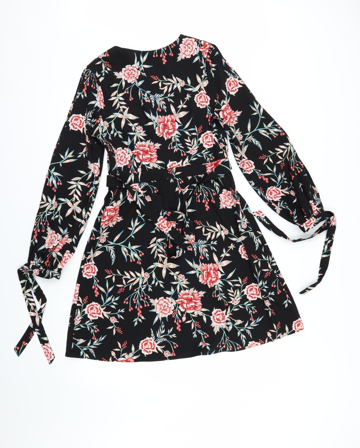 Peacocks Womens Black Floral  Fit & Flare  Size 8
