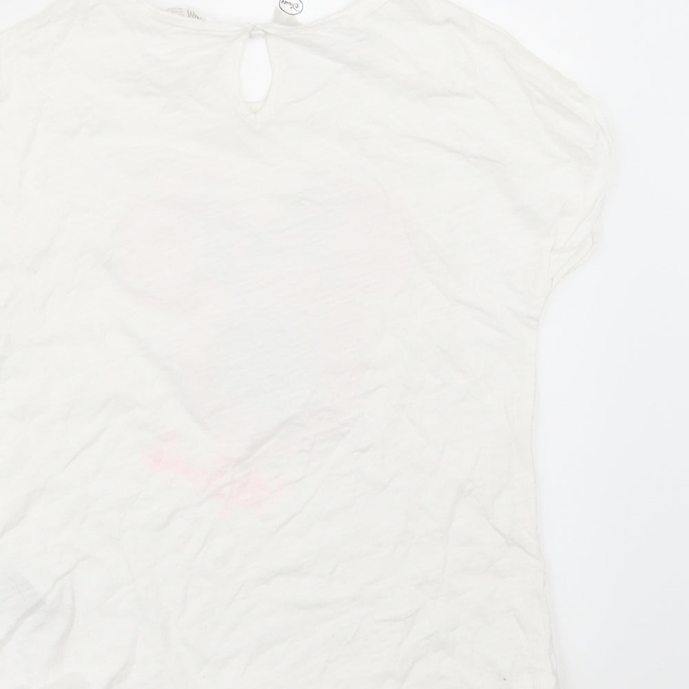 H&M Girls White   Basic T-Shirt Size 9-10 Years  - Minnie Mouse