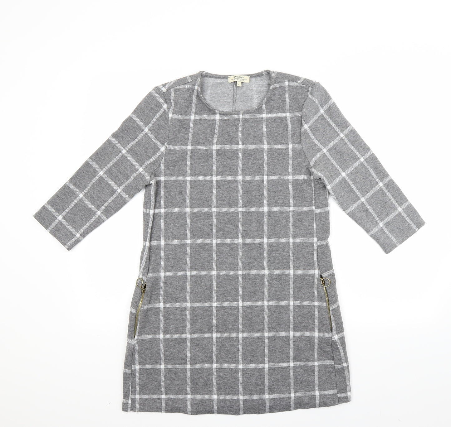 Papaya Womens Grey Check  A-Line  Size 10