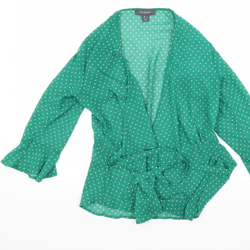 Primark Womens Green Polka Dot  Basic Blouse Size 6