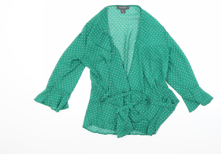 Primark Womens Green Polka Dot  Basic Blouse Size 6