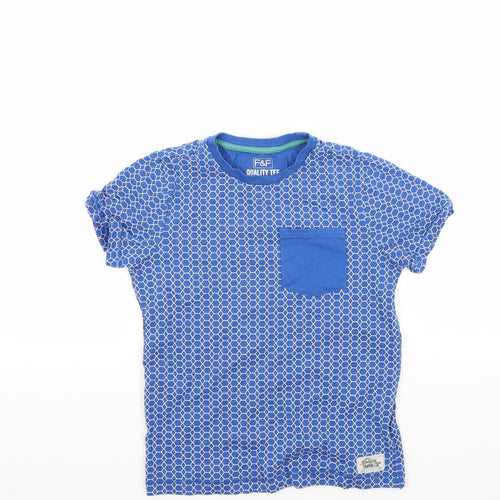 F&F Boys Blue Striped  Basic T-Shirt Size 7-8 Years