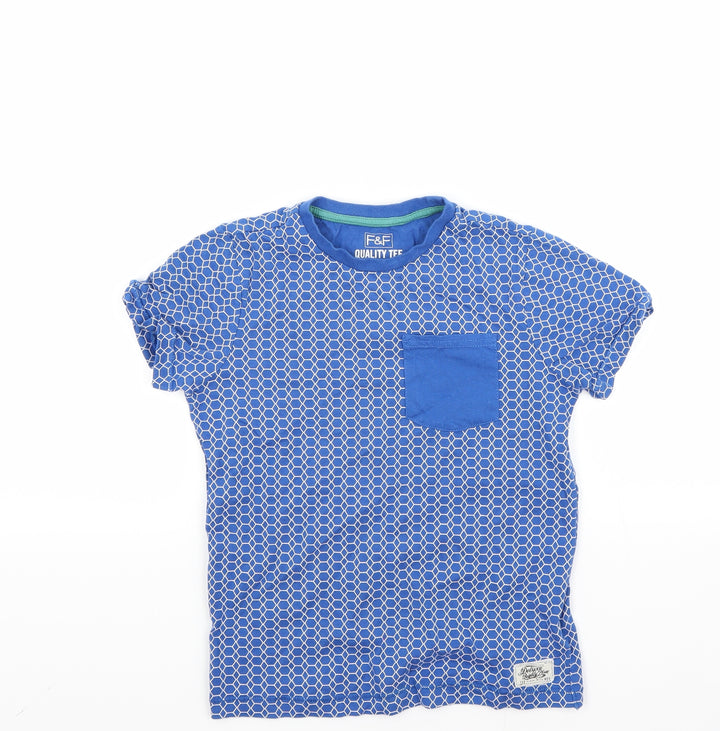 F&F Boys Blue Striped Basic T-Shirt Size 7-8 Years