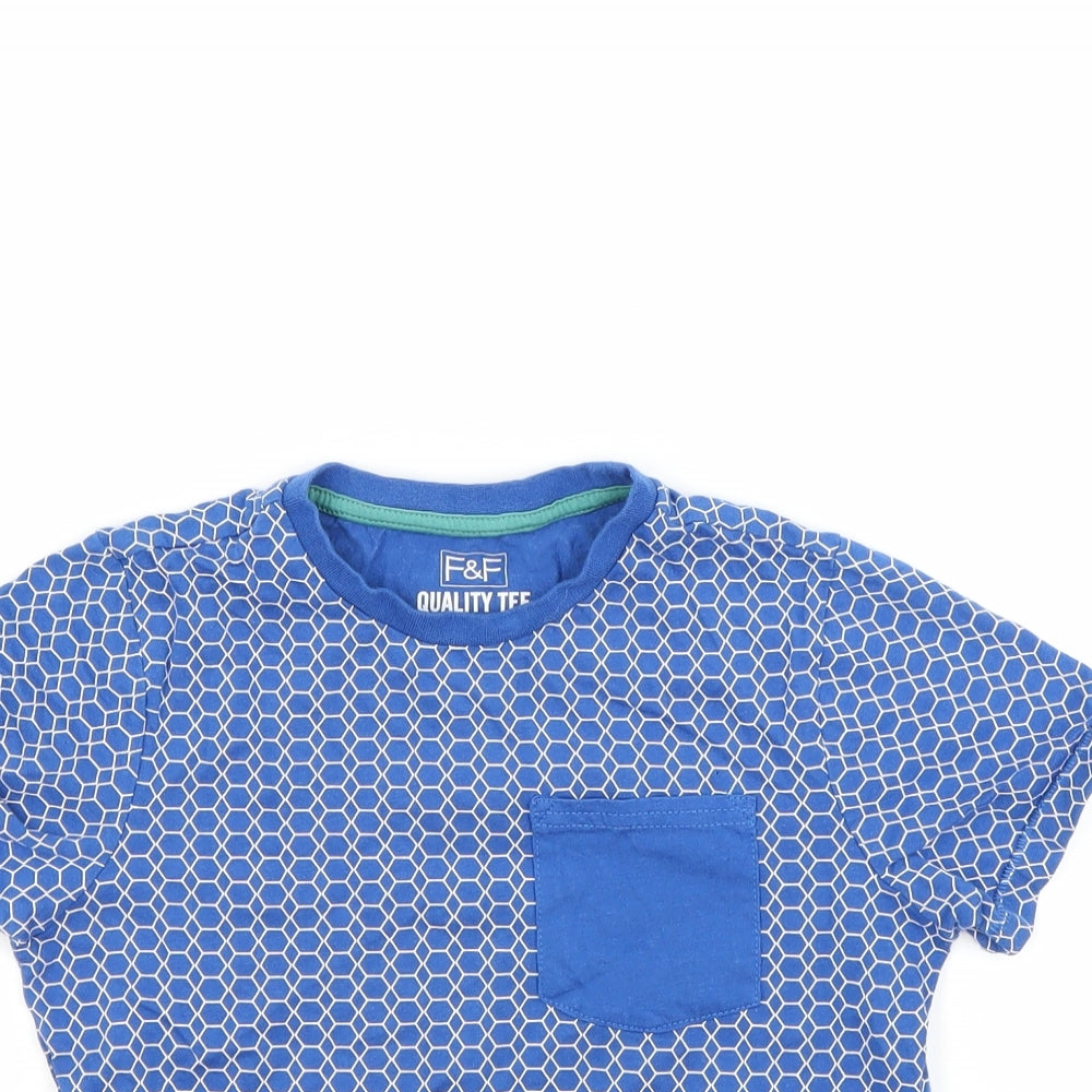 F&F Boys Blue Striped  Basic T-Shirt Size 7-8 Years
