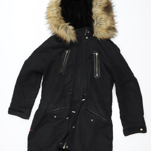 Miss Selfridge Womens Black   Parka Coat Size 16