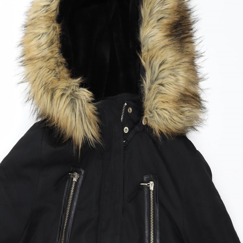 Miss Selfridge Womens Black   Parka Coat Size 16