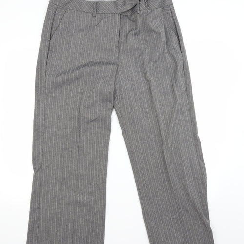 Marks and Spencer Womens Grey Striped  Trousers  Size M L26 in