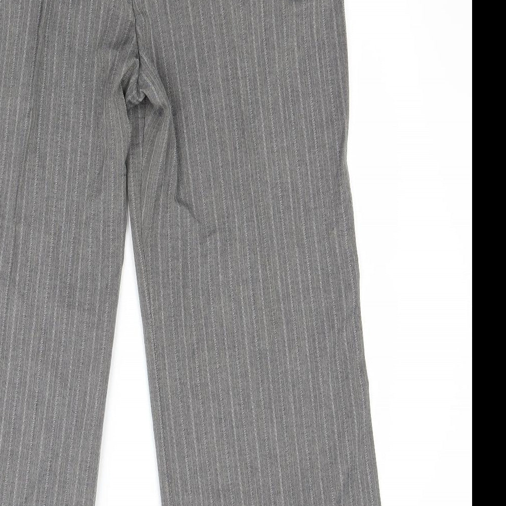 Marks and Spencer Womens Grey Striped  Trousers  Size M L26 in