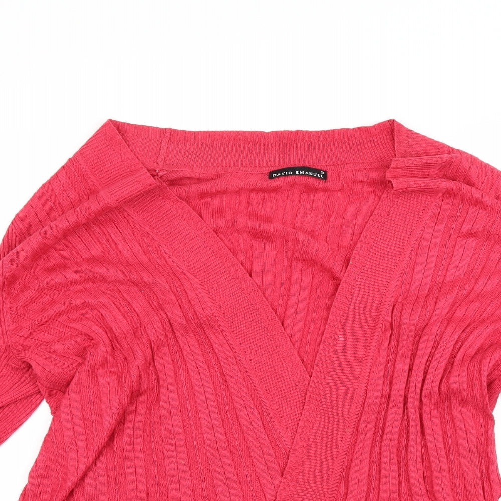 David Emanuel Womens Red   Cardigan Jumper Size XL