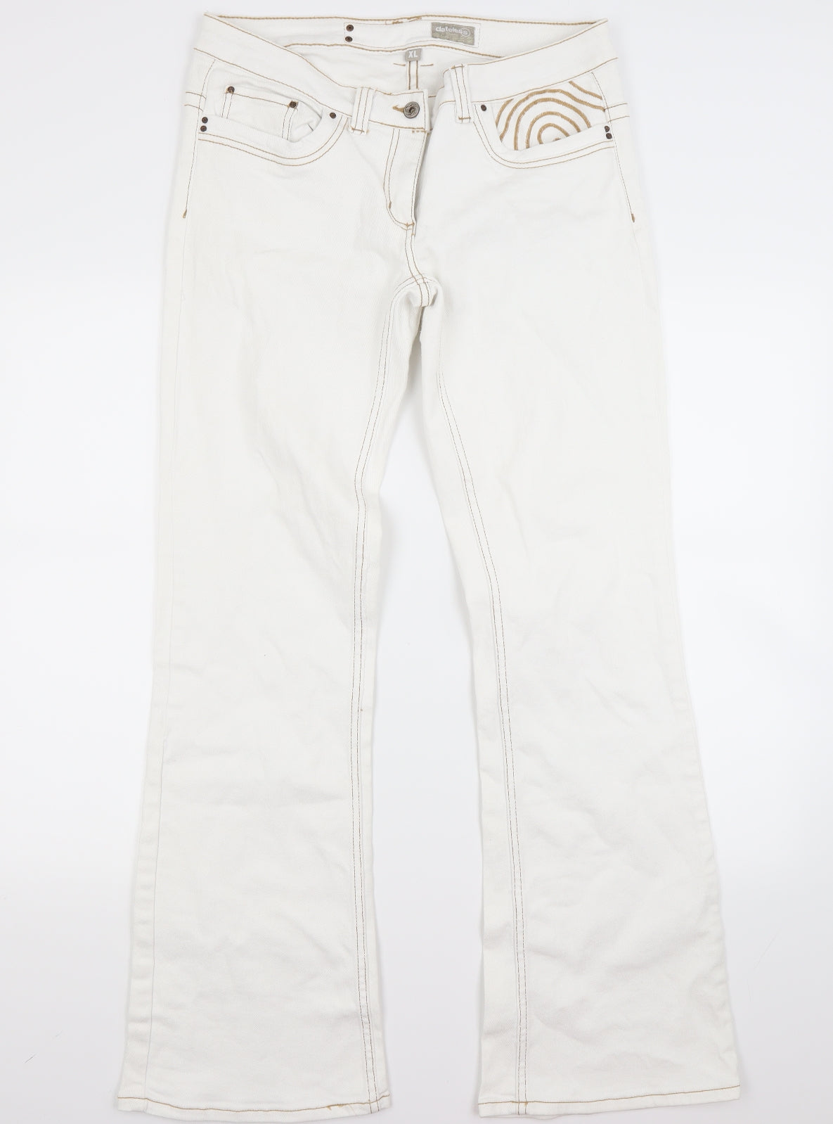 Dateless Womens White  Denim Bootcut Jeans Size XL L31 in