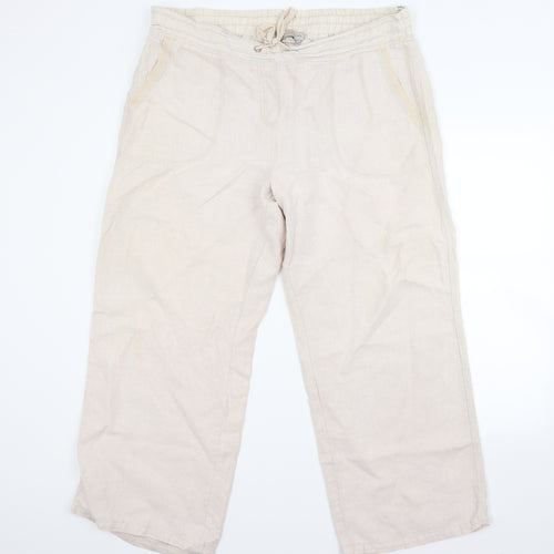 Marks and Spencer Womens Beige   Cropped Trousers Size 18 L25 in
