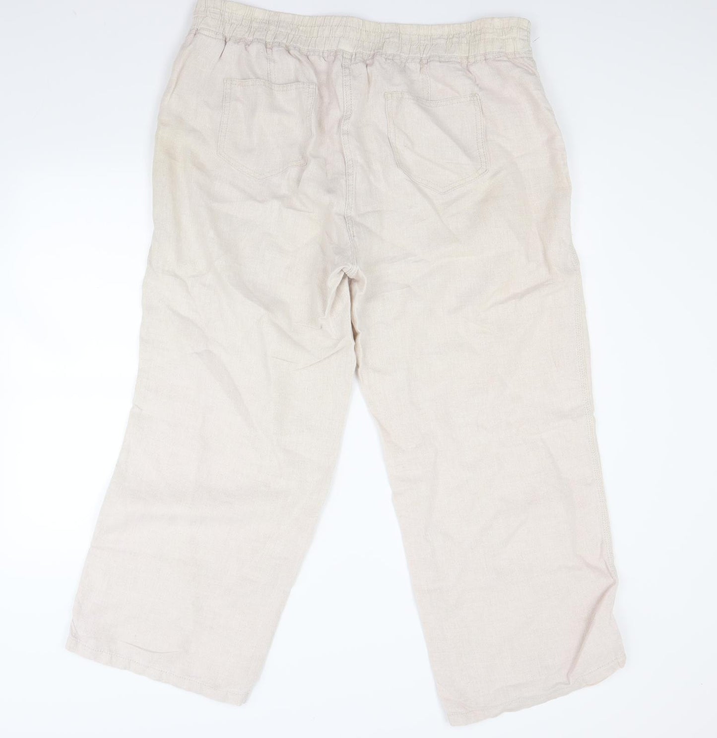 Marks and Spencer Womens Beige   Cropped Trousers Size 18 L25 in