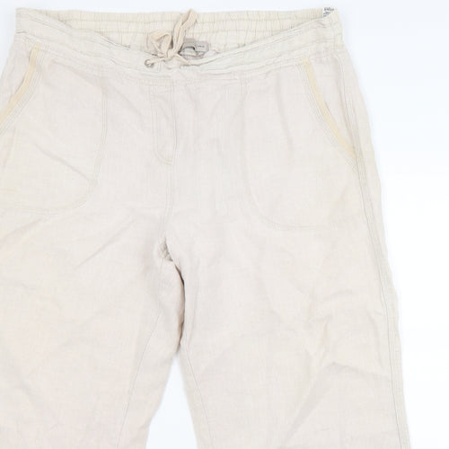 Marks and Spencer Womens Beige   Cropped Trousers Size 18 L25 in