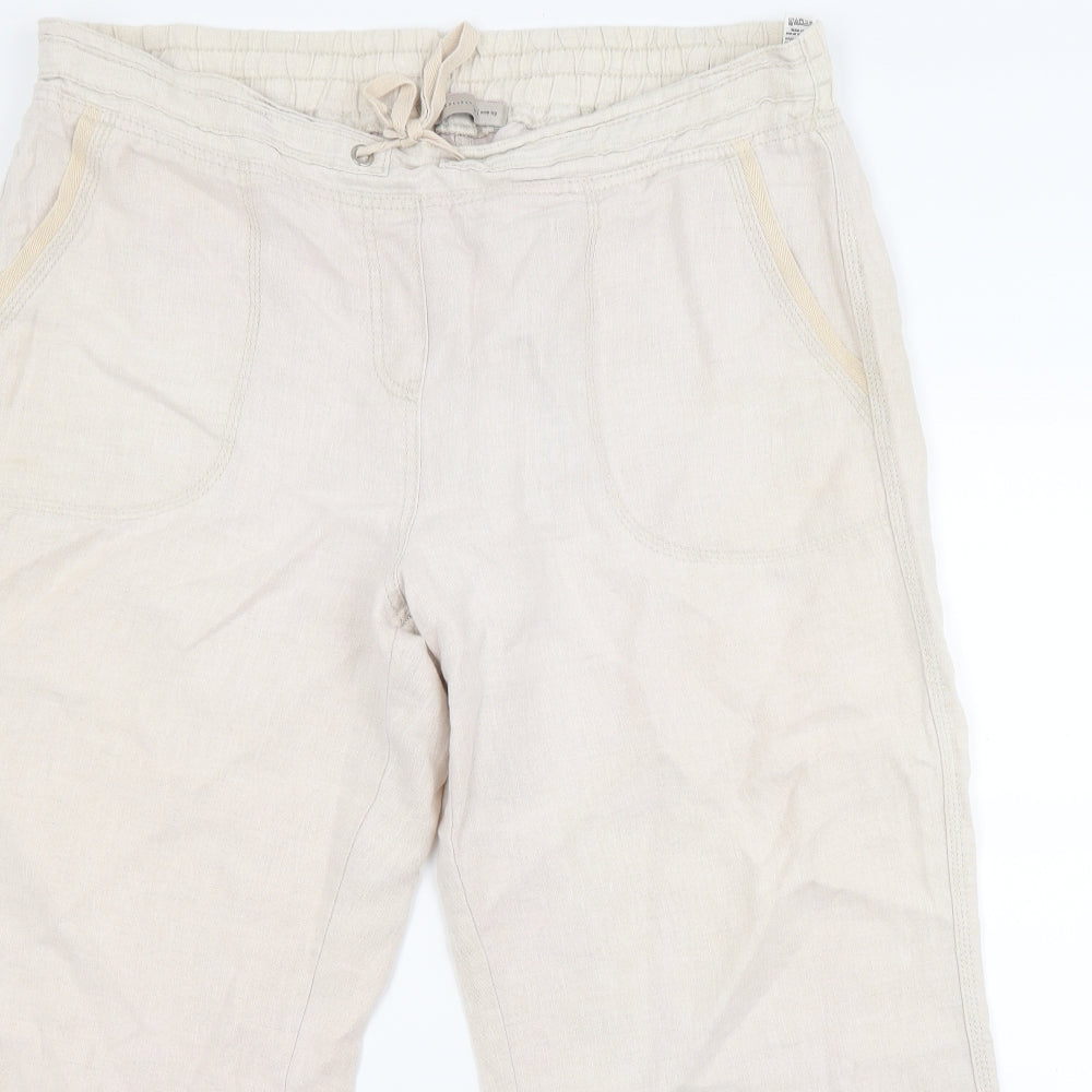 Marks and Spencer Womens Beige   Cropped Trousers Size 18 L25 in