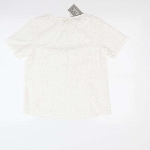 Poppy lux Womens White Floral  Basic Blouse Size 8