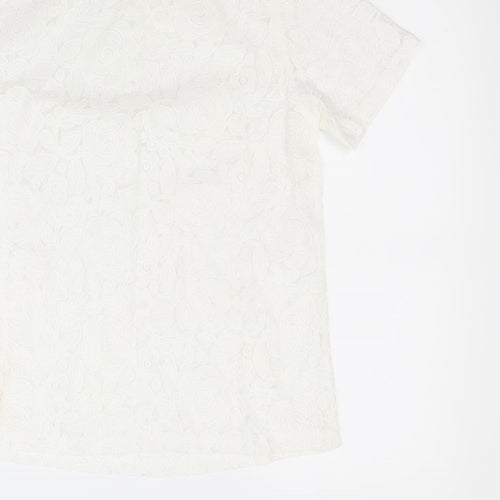 Poppy lux Womens White Floral  Basic Blouse Size 8