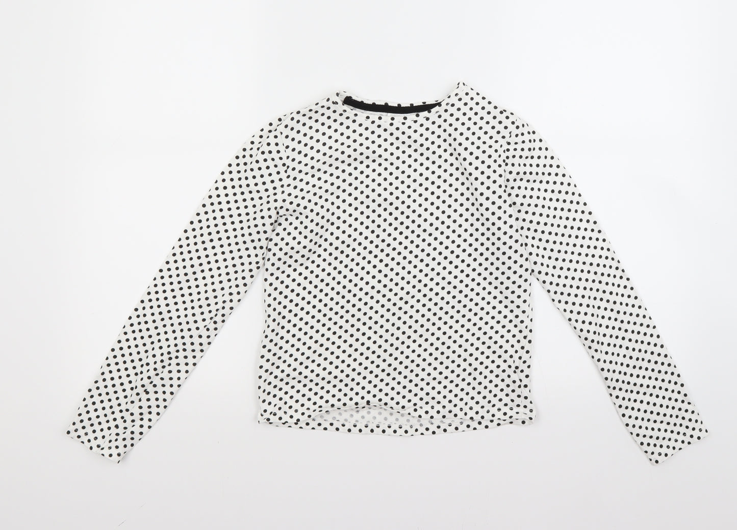 F&F Girls White Polka Dot  Pullover Sweatshirt Size 11 Years