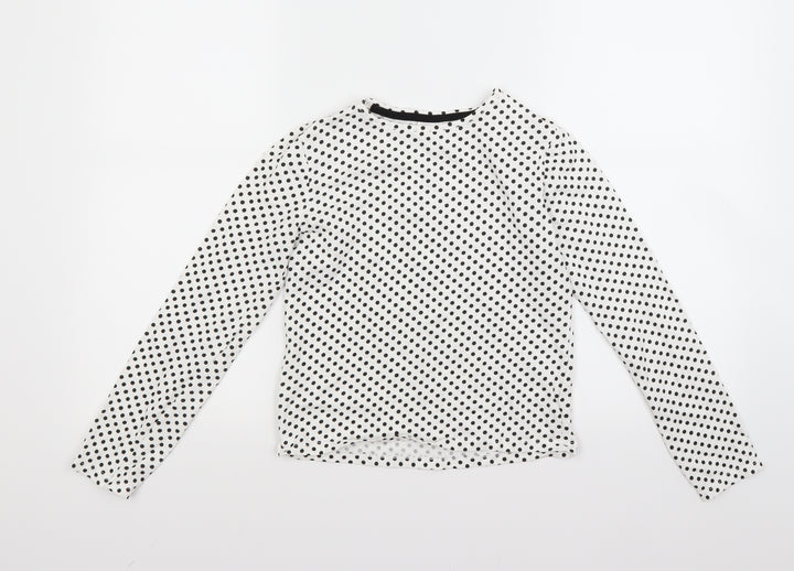 F&F Girls White Polka Dot  Pullover Sweatshirt Size 11 Years