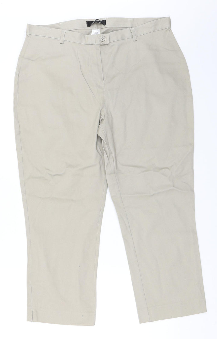 Alexana Womens Beige Cropped Trousers Size XL L23 in