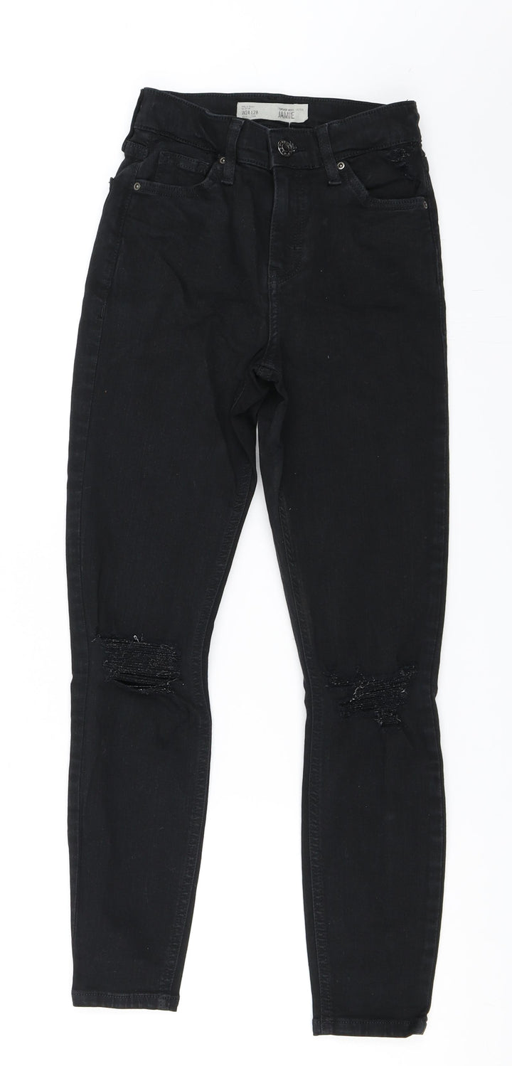 Topshop Womens Black Denim Skinny Jeans Size 24 in L28 in - Jamie Jeans