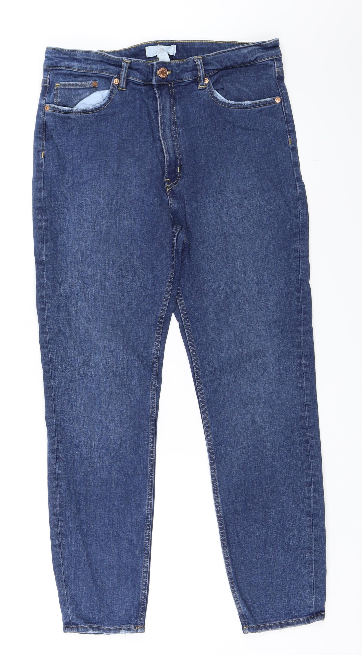 H&M Womens Blue  Denim Straight Jeans Size 42 L26 in
