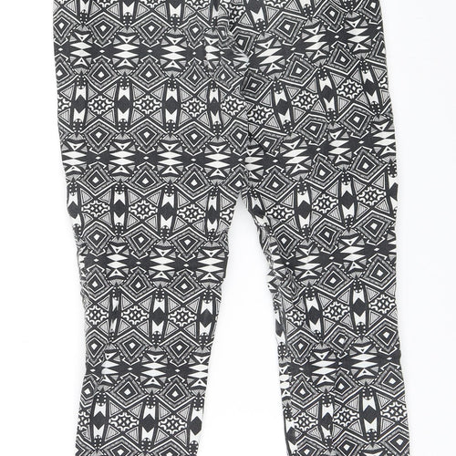 H&M Womens Black Geometric  Trousers  Size 34 L28 in