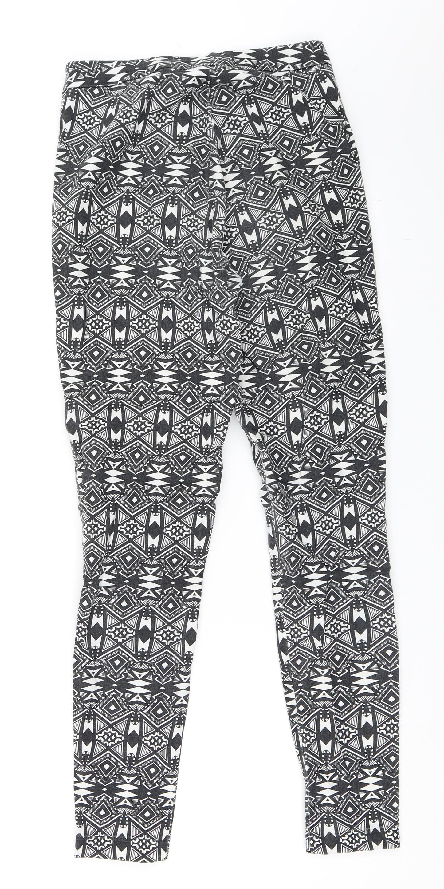 H&M Womens Black Geometric  Trousers  Size 34 L28 in