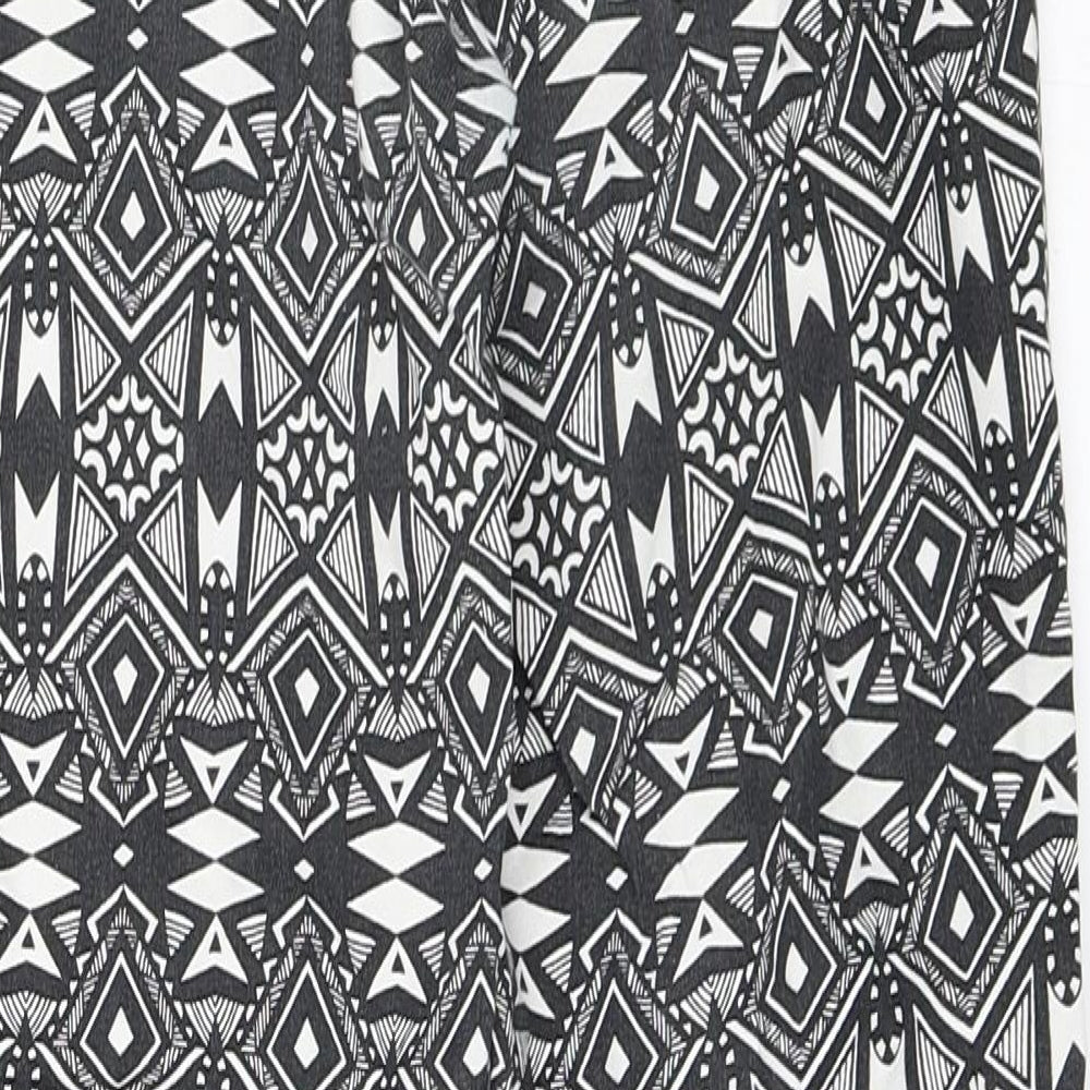 H&M Womens Black Geometric  Trousers  Size 34 L28 in