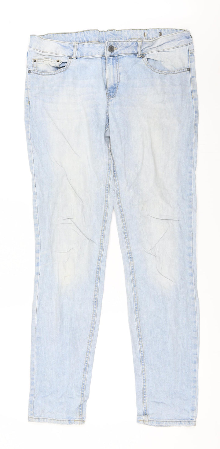 Mango Womens Blue Denim Straight Jeans Size 44 L33 in