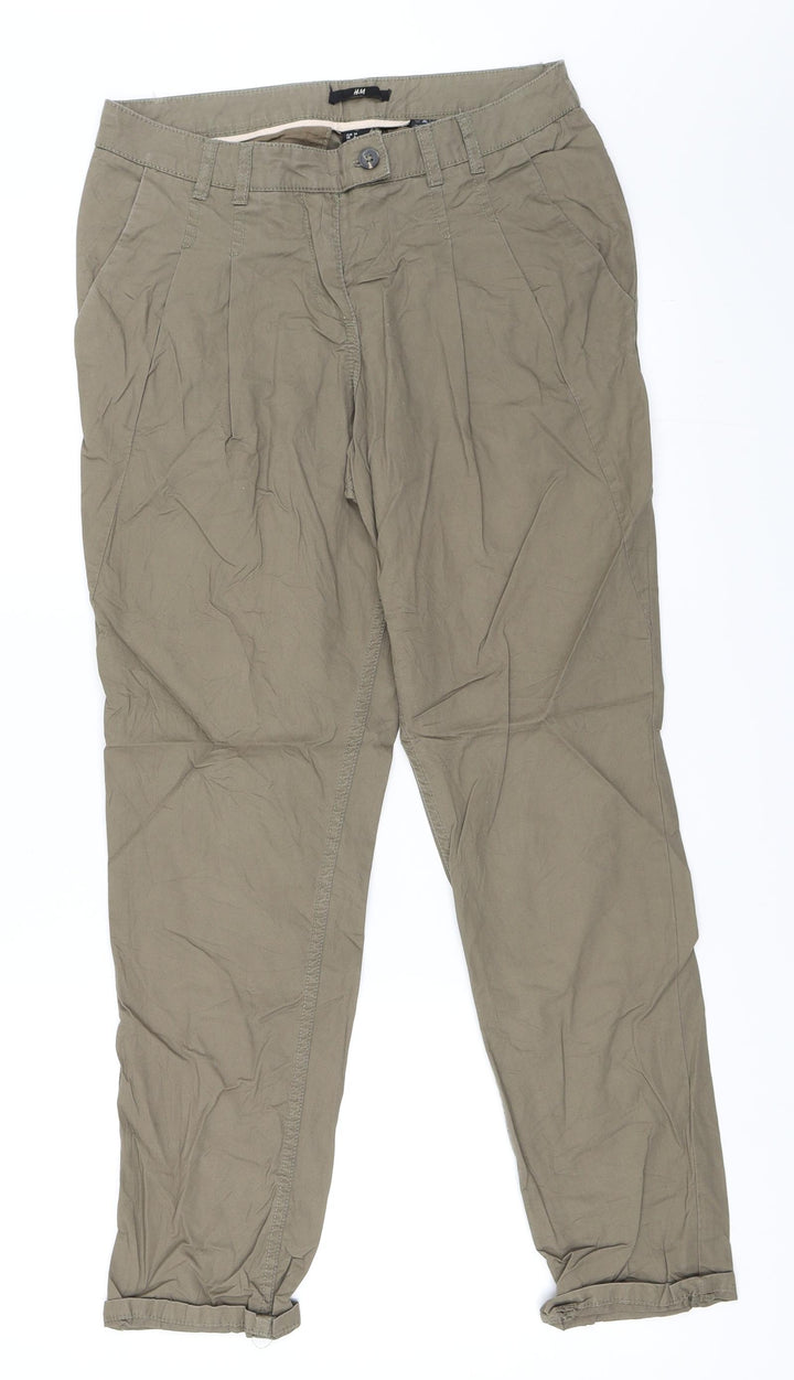 H&M Womens Green   Chino Trousers Size 34 L28 in