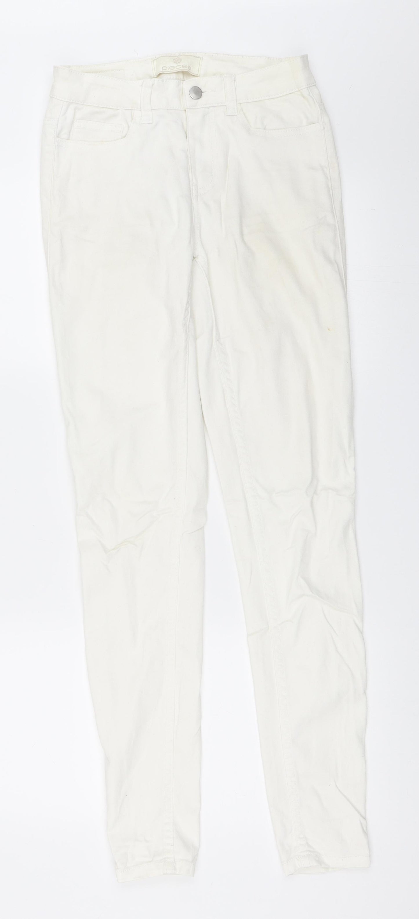 Pieces Womens Ivory   Skinny Jeans Size XS L32 in