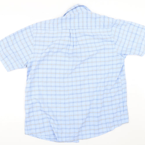 EWM Mens Blue Check   Button-Up Size L