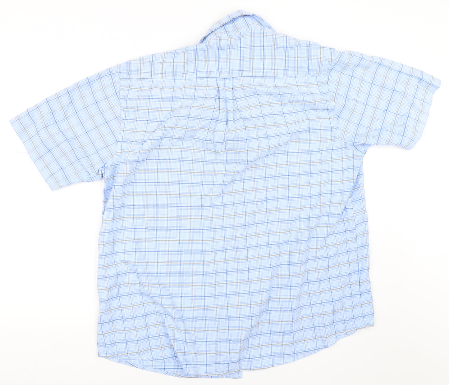 EWM Mens Blue Check   Button-Up Size L