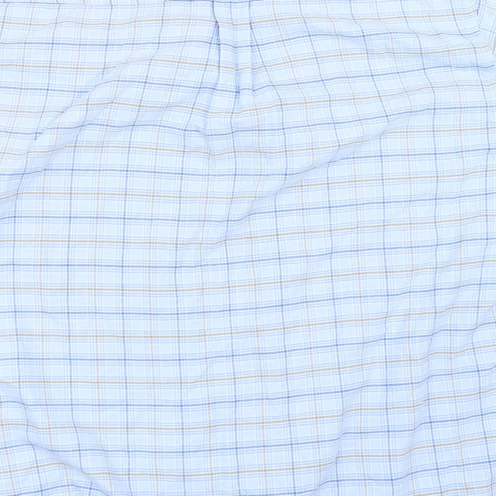 EWM Mens Blue Check   Button-Up Size L