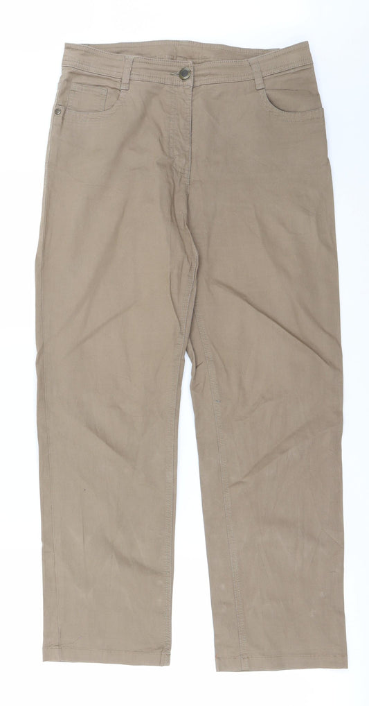 Front view of canda men’s beige trousers, size 30, in, 25-inch leg