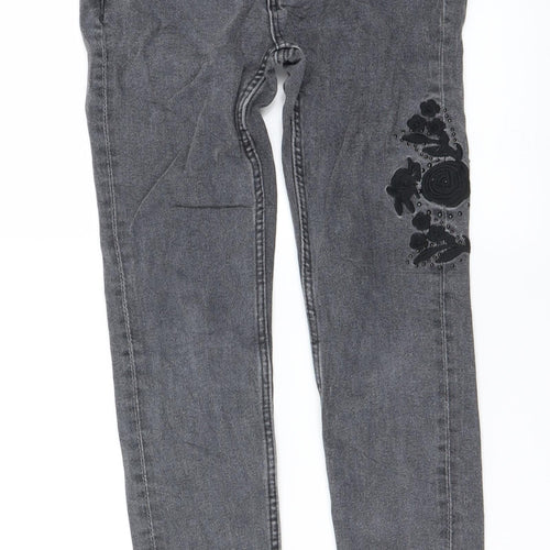 Preworn Girls Grey   Skinny Jeans Size 10 Years