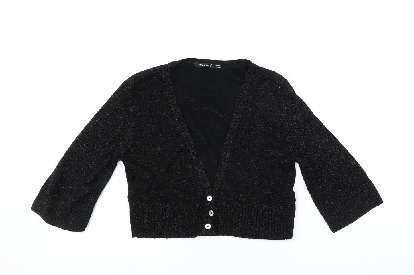 Primark Womens Black   Shrug Jumper Size 14  - glittery