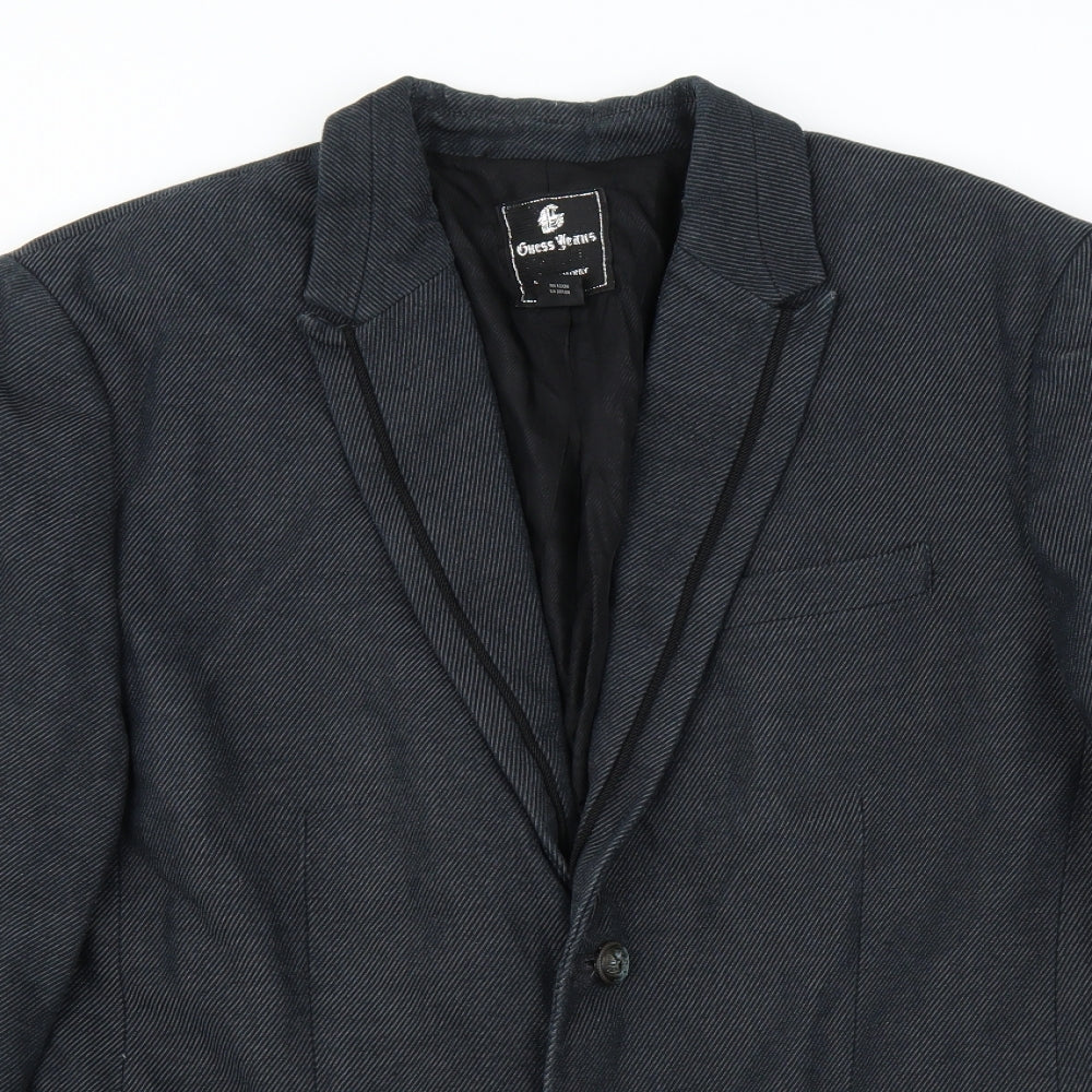 Guess Jeans Mens Blue Striped  Jacket Blazer Size XL