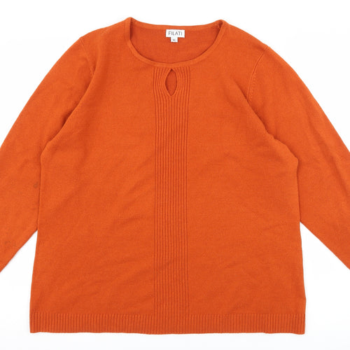Filati Womens Orange  Knit Pullover Jumper Size XL  - Keyhole Neck
