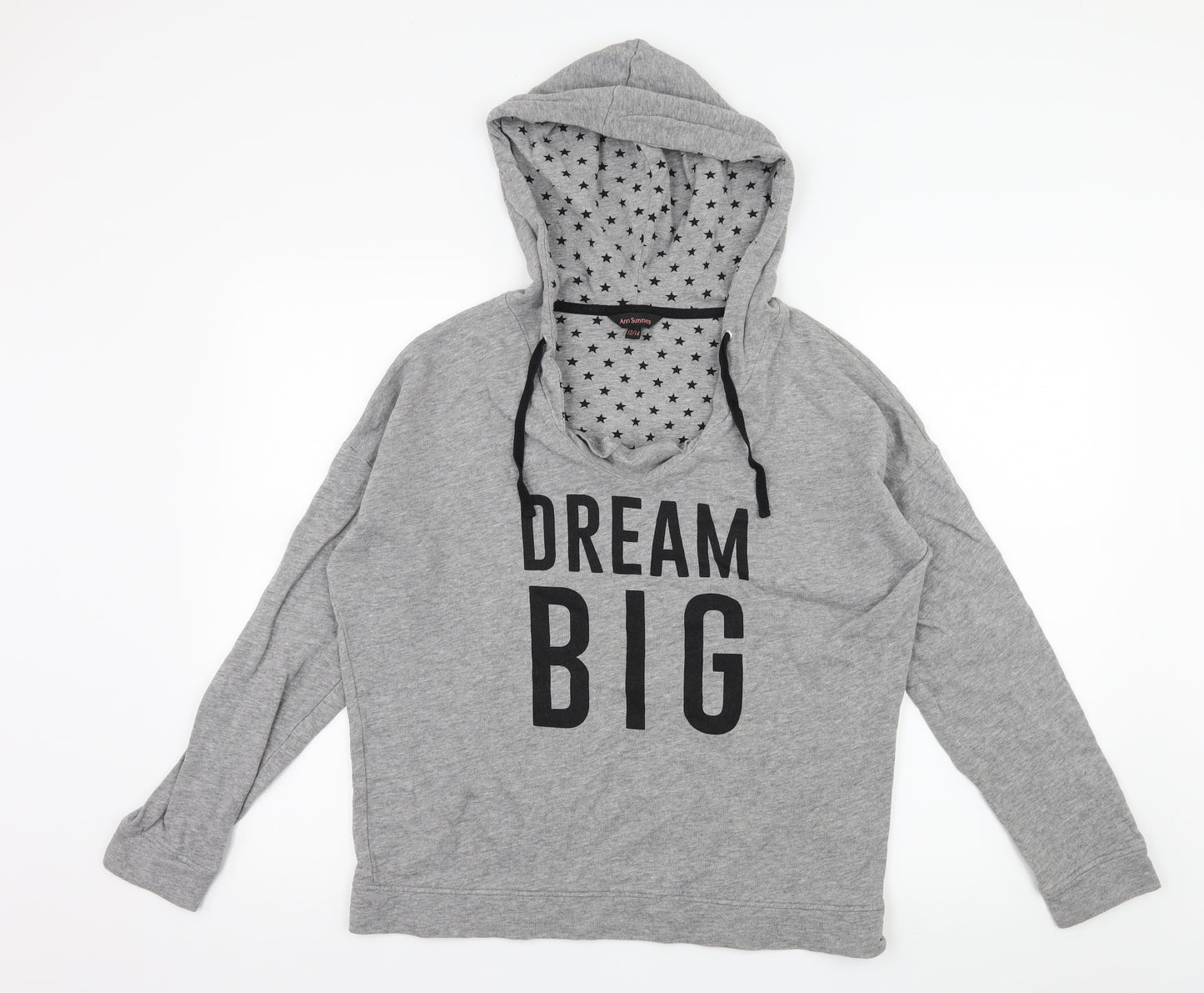 Ann Summers Womens Grey  Jersey Pullover Hoodie Size 12  - Dream Big