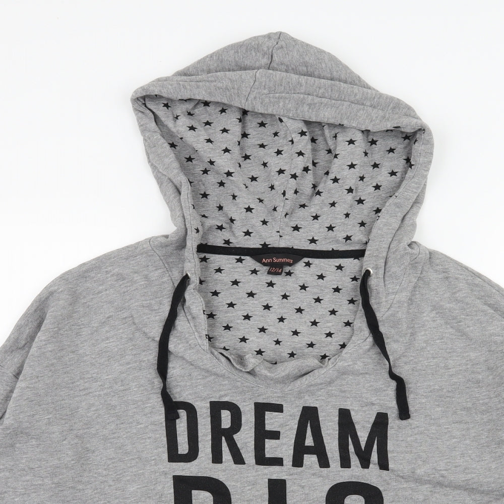 Ann Summers Womens Grey  Jersey Pullover Hoodie Size 12  - Dream Big