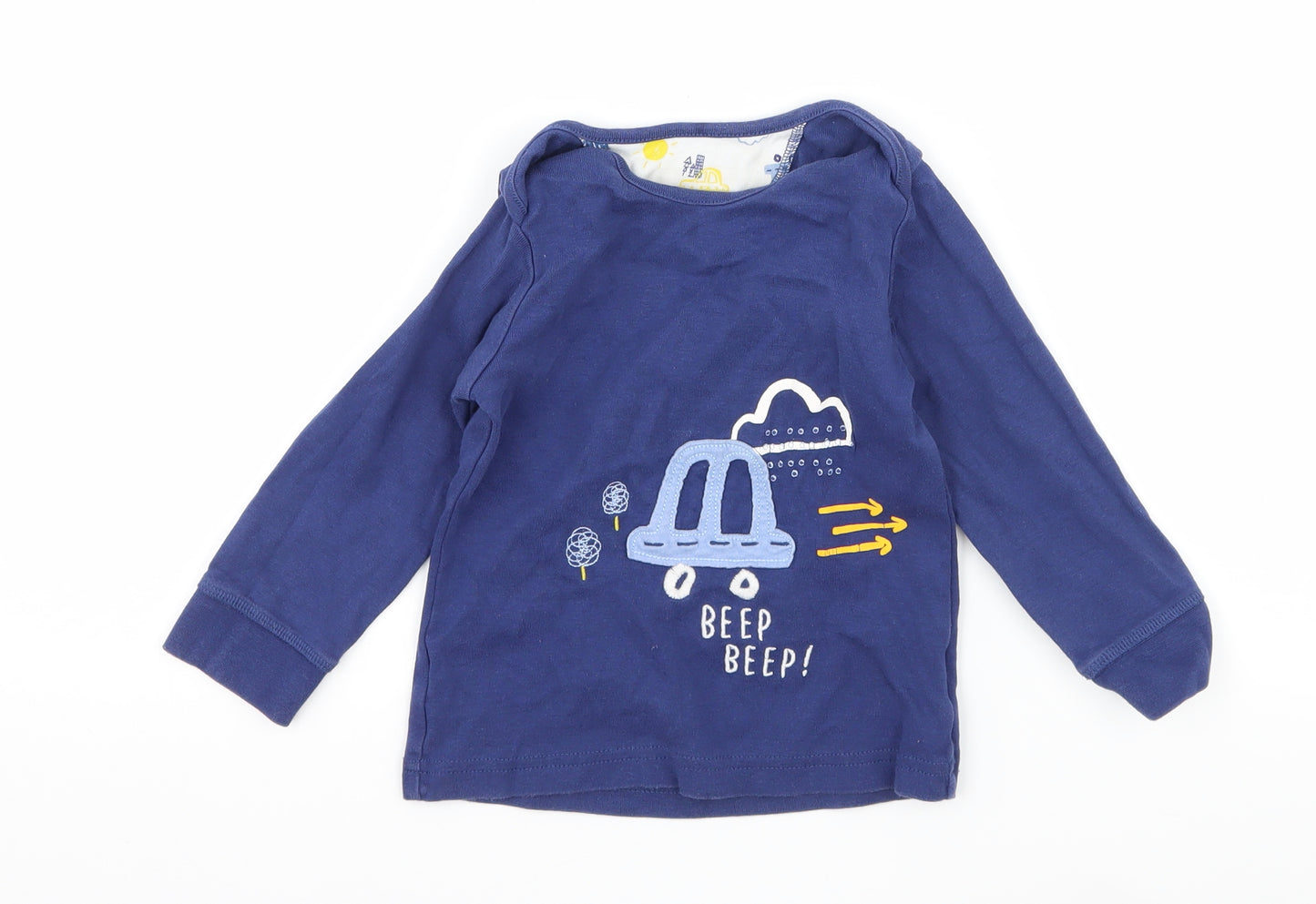 Mothercare Boys Blue  Jersey Basic T-Shirt Size 2-3 Years  - Car