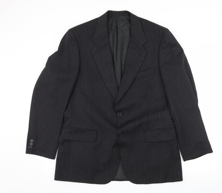 Preworn Mens Grey Striped  Jacket Suit Jacket Size L