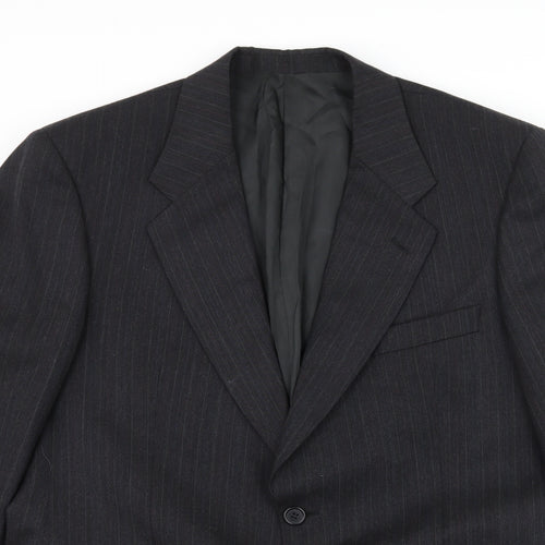 Preworn Mens Grey Striped  Jacket Suit Jacket Size L