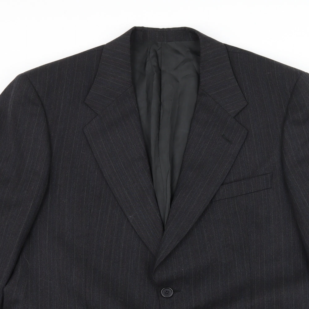 Preworn Mens Grey Striped  Jacket Suit Jacket Size L