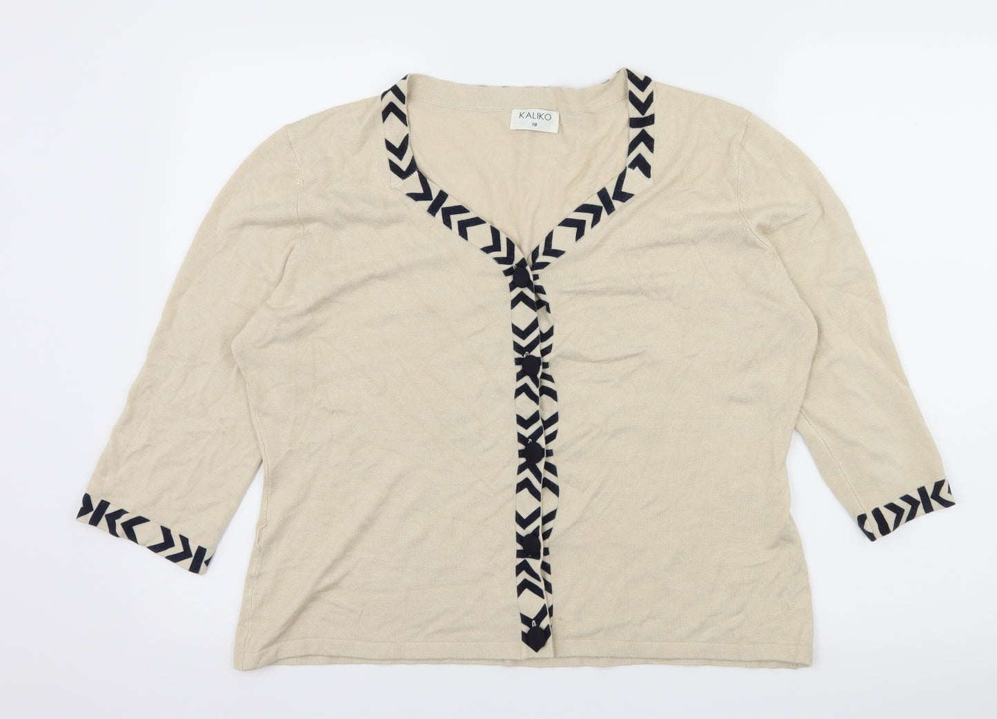 Kaliko Womens Ivory Geometric Knit Cardigan Jumper Size 18