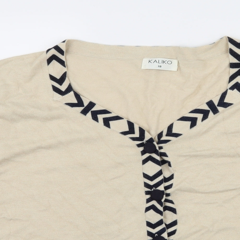 Kaliko Womens Ivory Geometric Knit Cardigan Jumper Size 18
