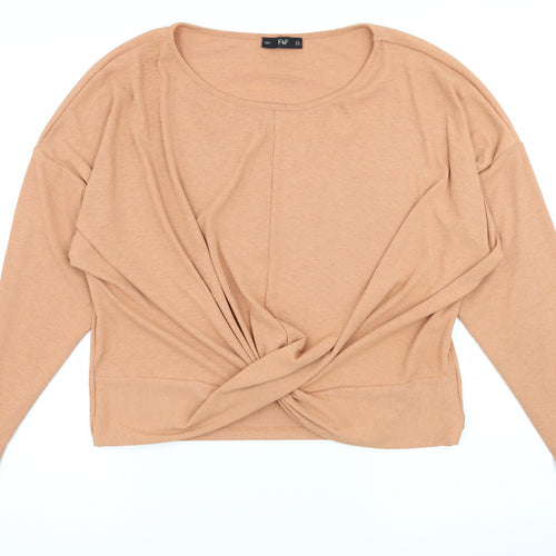 F&F Womens Orange  Jersey Basic T-Shirt Size 14  - Knot Detail